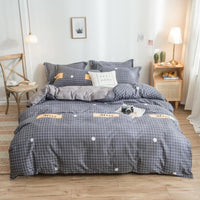 HKM-017683 Cotton Bedding Set with Quilt Cover and Fitted Sheet for Various Bed Sizes