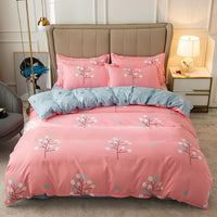 HKM-017683 Cotton Bedding Set with Quilt Cover and Fitted Sheet for Various Bed Sizes