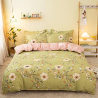 HKM-017683 Cotton Bedding Set with Quilt Cover and Fitted Sheet for Various Bed Sizes