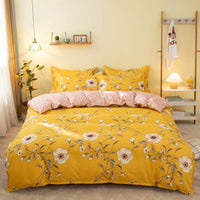 HKM-017683 Cotton Bedding Set with Quilt Cover and Fitted Sheet for Various Bed Sizes