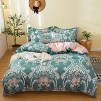 HKM-017683 Cotton Bedding Set with Quilt Cover and Fitted Sheet for Various Bed Sizes