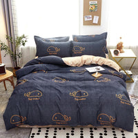HKM-017683 Cotton Bedding Set with Quilt Cover and Fitted Sheet for Various Bed Sizes