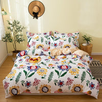 HKM-017683 Cotton Bedding Set with Quilt Cover and Fitted Sheet for Various Bed Sizes