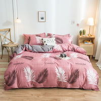 HKM-017683 Cotton Bedding Set with Quilt Cover and Fitted Sheet for Various Bed Sizes