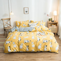 HKM-017683 Cotton Bedding Set with Quilt Cover and Fitted Sheet for Various Bed Sizes