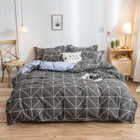 HKM-017683 Cotton Bedding Set with Quilt Cover and Fitted Sheet for Various Bed Sizes