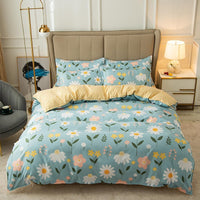 HKM-017683 Cotton Bedding Set with Quilt Cover and Fitted Sheet for Various Bed Sizes