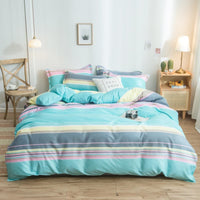 HKM-017683 Cotton Bedding Set with Quilt Cover and Fitted Sheet for Various Bed Sizes