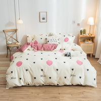 HKM-017683 Cotton Bedding Set with Quilt Cover and Fitted Sheet for Various Bed Sizes