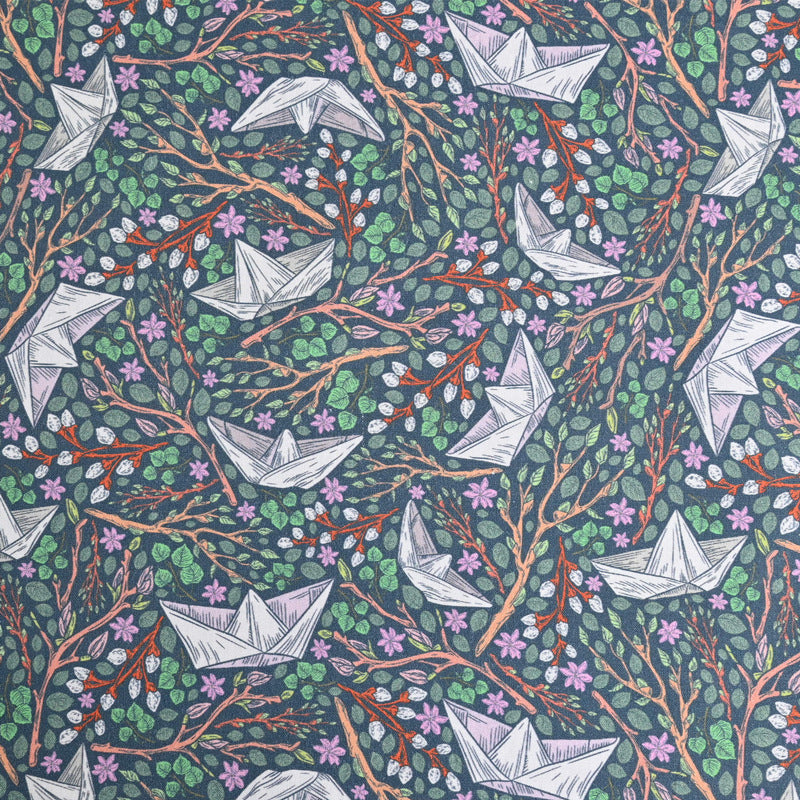 HKM-017747 Cotton Muslin Nordic Retro Print Fabric - 1 Yard (90cm x 110cm)