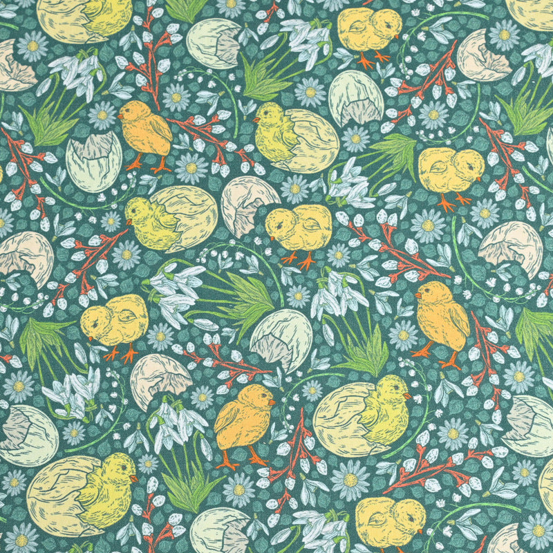 HKM-017747 Cotton Muslin Nordic Retro Print Fabric - 1 Yard (90cm x 110cm)