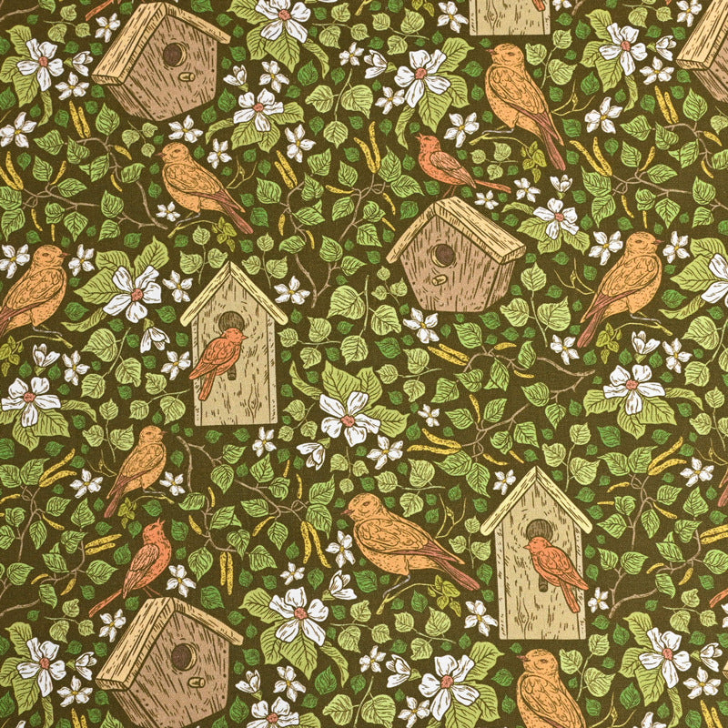 HKM-017747 Cotton Muslin Nordic Retro Print Fabric - 1 Yard (90cm x 110cm)
