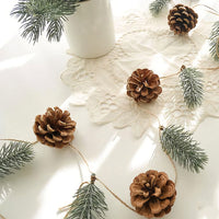 HKM-017875 Christmas Pine Cone and Pine Needle Latte Art Decoration Pendant for Holiday Displays