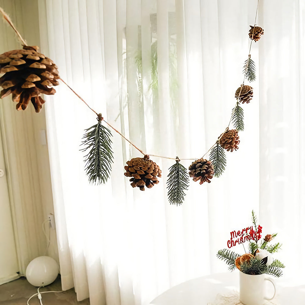 HKM-017875 Christmas Pine Cone and Pine Needle Latte Art Decoration Pendant for Holiday Displays