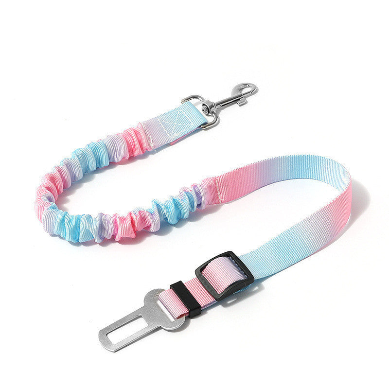 HKM-017875 Elastic Pet Hand Leash with Gradient Color Design - 60-80cm Long, 2.5cm Wide Polyester Rope