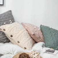 HKM-017875 Murray Iceland Yarn Solid Color Pillow Cover 45x45cm in Pink, Light Green, Beige, Smoky Gray