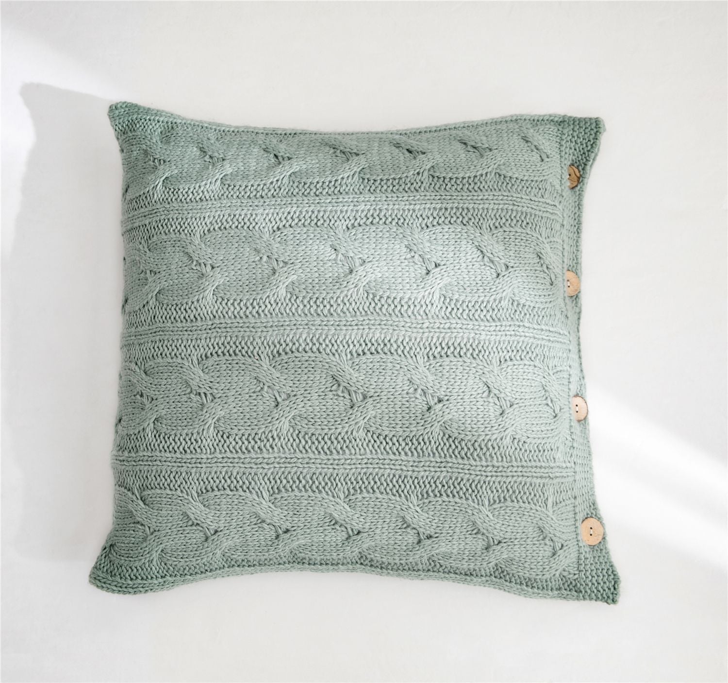 HKM-017875 Murray Iceland Yarn Solid Color Pillow Cover 45x45cm in Pink, Light Green, Beige, Smoky Gray