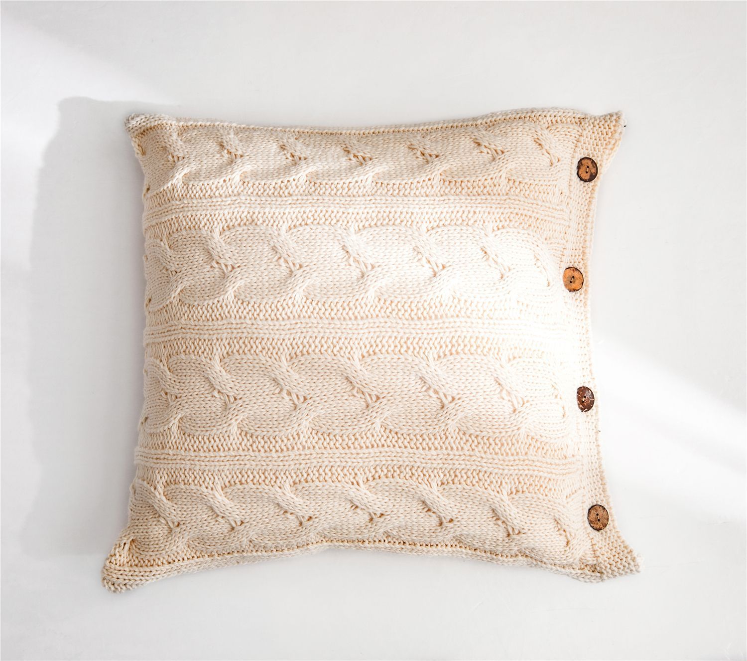 HKM-017875 Murray Iceland Yarn Solid Color Pillow Cover 45x45cm in Pink, Light Green, Beige, Smoky Gray