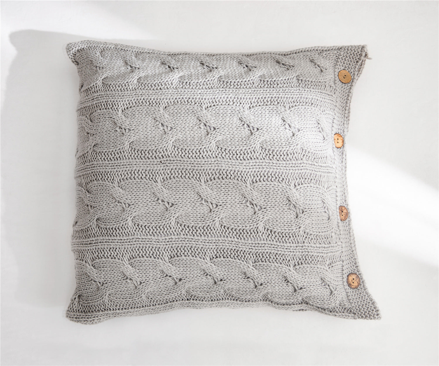 HKM-017875 Murray Iceland Yarn Solid Color Pillow Cover 45x45cm in Pink, Light Green, Beige, Smoky Gray
