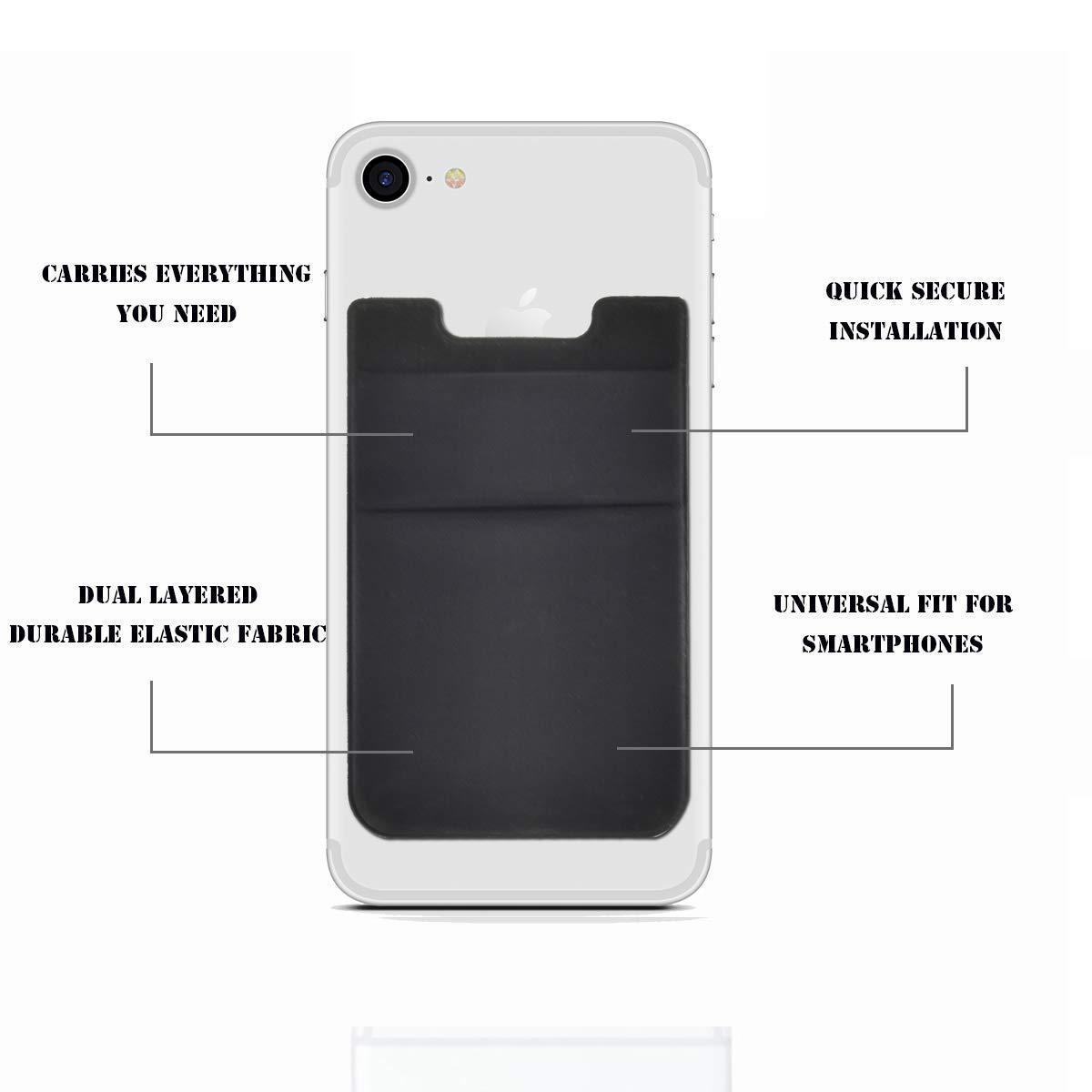 HKM-018003 Black Lycra Adhesive Card Holder for Mobile Phones - Stylish and Durable Accessory
