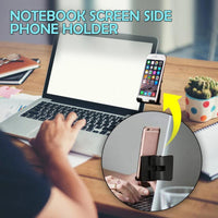 HKM-018131 Computer Screen Side Mobile Phone Holder - Fits Displays Up to 25mm Edge Thickness, ABS Material