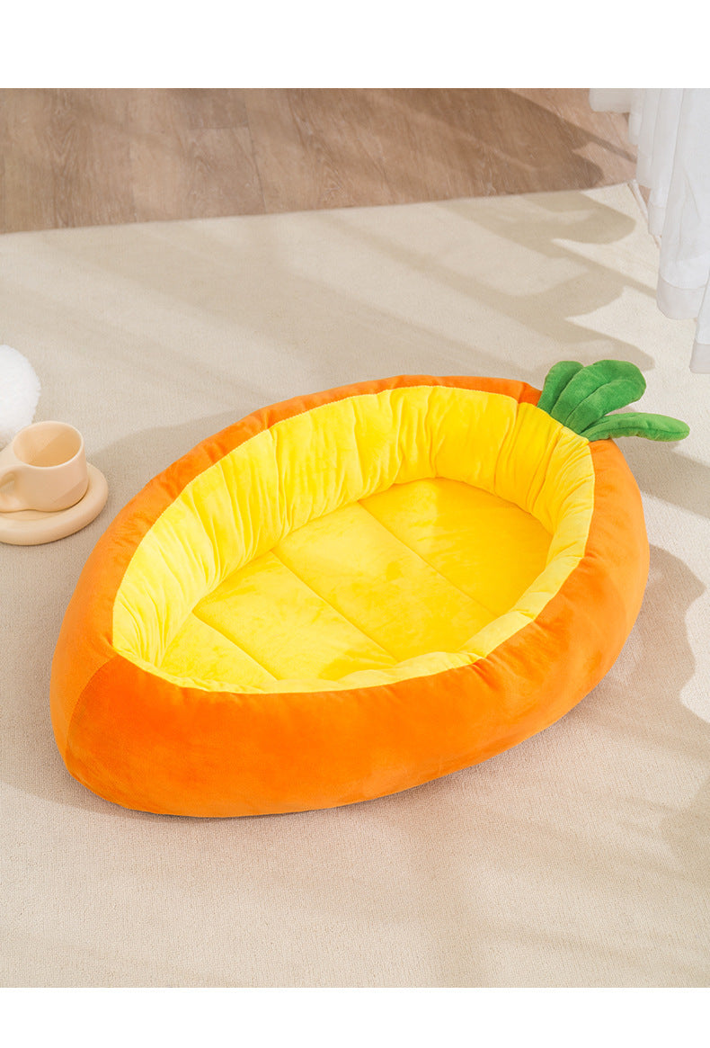 HKM-018195 Carrot-Shaped Pet Bed for Cats and Dogs, Soft Crystal Velvet with PP Cotton Filling
