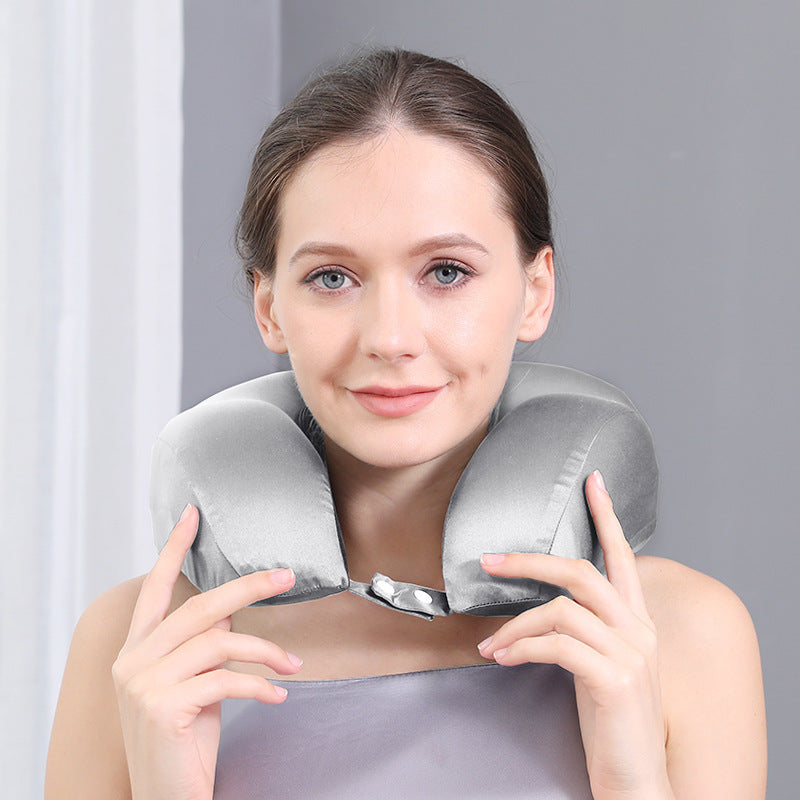 HKM-018195 Silk U-Shape Neck Pillow in Solid Colors for Adults - Various Options Available
