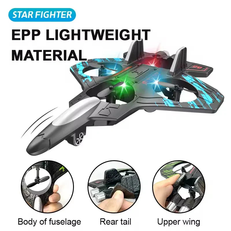 HKM-018323 Six-Channel Foam Remote-Controlled Aircraft with One-Button Return Function and LED Lights for Ages 14 and Up
