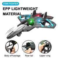 HKM-018323 Six-Channel Foam Remote-Controlled Aircraft with One-Button Return Function and LED Lights for Ages 14 and Up