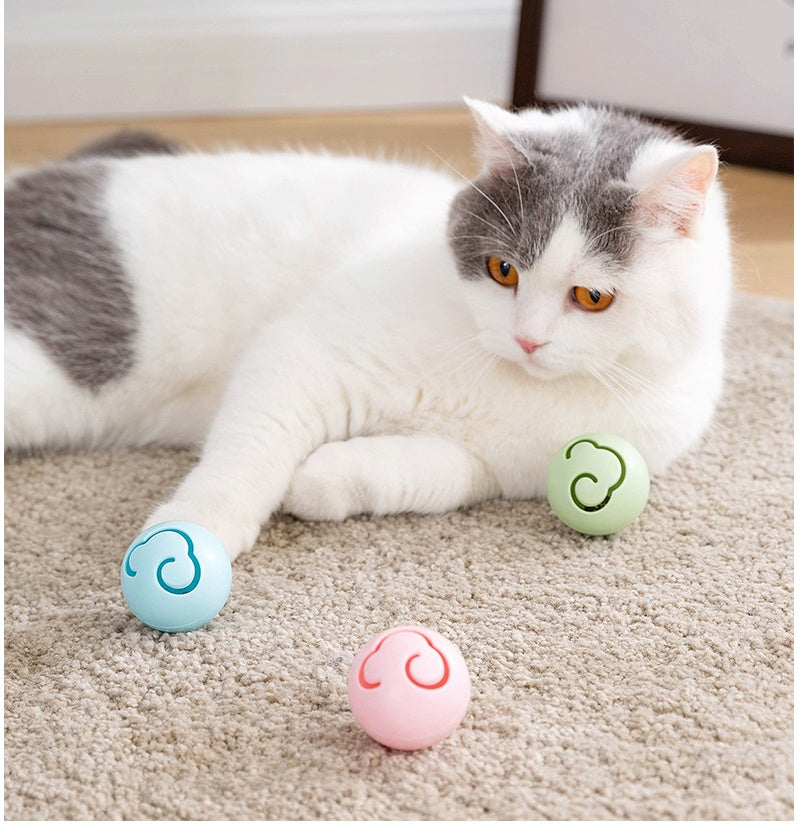 HKM-018387 Cat Toy Ball with Maple Leaf Design and Mint Bell, ABS Plastic, 4.5cm Diameter