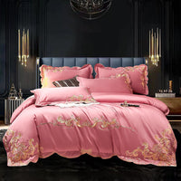 HKM-018387 Solid Color Embroidered Velvet Four-Piece Bed Sheet Set in Various Sizes
