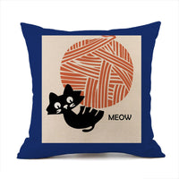 HKM-018451 Cute Kitten Animal Print Linen Decorative Pillowcase, 45x45cm
