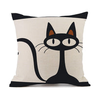 HKM-018451 Cute Kitten Animal Print Linen Decorative Pillowcase, 45x45cm