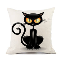 HKM-018451 Cute Kitten Animal Print Linen Decorative Pillowcase, 45x45cm