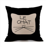 HKM-018451 Cute Kitten Animal Print Linen Decorative Pillowcase, 45x45cm