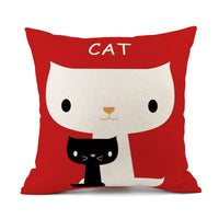 HKM-018451 Cute Kitten Animal Print Linen Decorative Pillowcase, 45x45cm