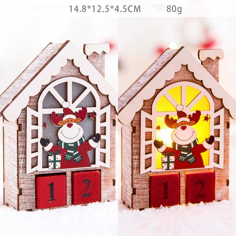 HKM-018515 Christmas Wooden Calendar Scene Decoration Toy - Single Pack