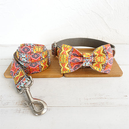 HKM-018579 Funkadelic Matching Collar and Leash Set in Durable Polyester for Stylish Pet Outings