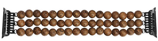 HKM-018579 Wood Agate Strap Compatible with All iWatch Series - Natural Alloy Logs, Lightweight 30g