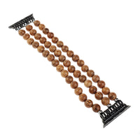 HKM-018579 Wood Agate Strap Compatible with All iWatch Series - Natural Alloy Logs, Lightweight 30g