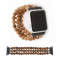 HKM-018579 Wood Agate Strap Compatible with All iWatch Series - Natural Alloy Logs, Lightweight 30g