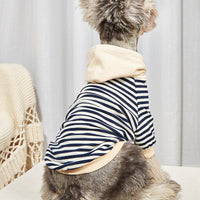 HKM-018643 Pet Striped Hooded Sweater for Dogs - Cozy Polyester Two-Legged Apparel
