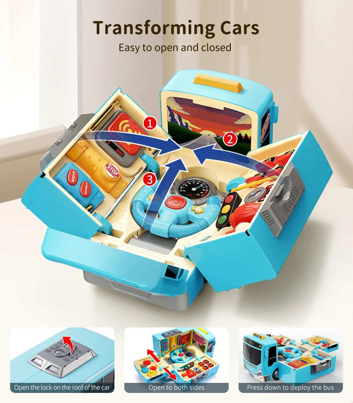 Driving Simulation School Bus Toy for Pretend Play – Ages 5 to 13, Plastic Model