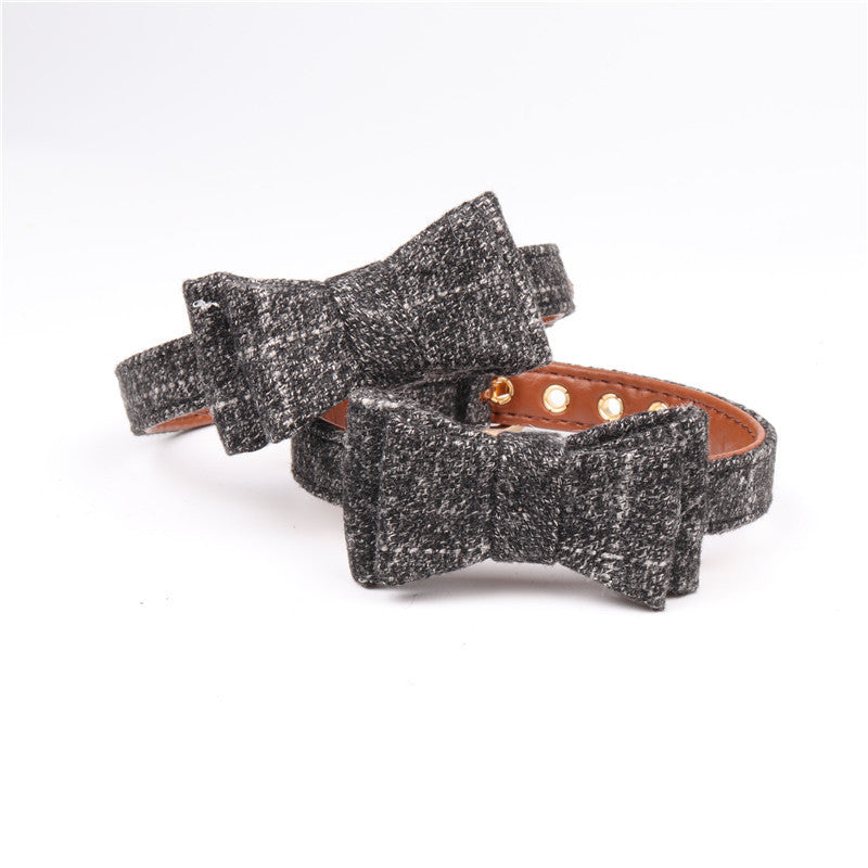 HKM-018771 British Bow Tie Fabric Pet Collar for Stylish Pets