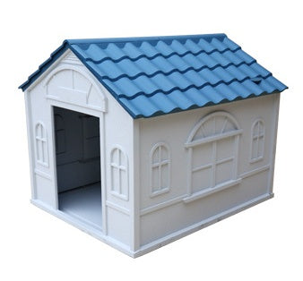 HKM-018835 Rainproof Outdoor Kennel for Medium and Large Dogs - Stylish Plastic Design in Blue, Red, or Green
