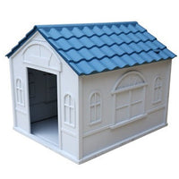 HKM-018835 Rainproof Outdoor Kennel for Medium and Large Dogs - Stylish Plastic Design in Blue, Red, or Green
