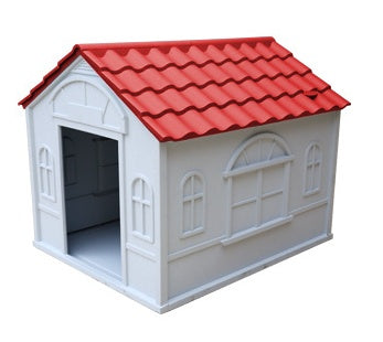 HKM-018835 Rainproof Outdoor Kennel for Medium and Large Dogs - Stylish Plastic Design in Blue, Red, or Green
