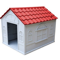 HKM-018835 Rainproof Outdoor Kennel for Medium and Large Dogs - Stylish Plastic Design in Blue, Red, or Green