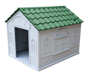 HKM-018835 Rainproof Outdoor Kennel for Medium and Large Dogs - Stylish Plastic Design in Blue, Red, or Green