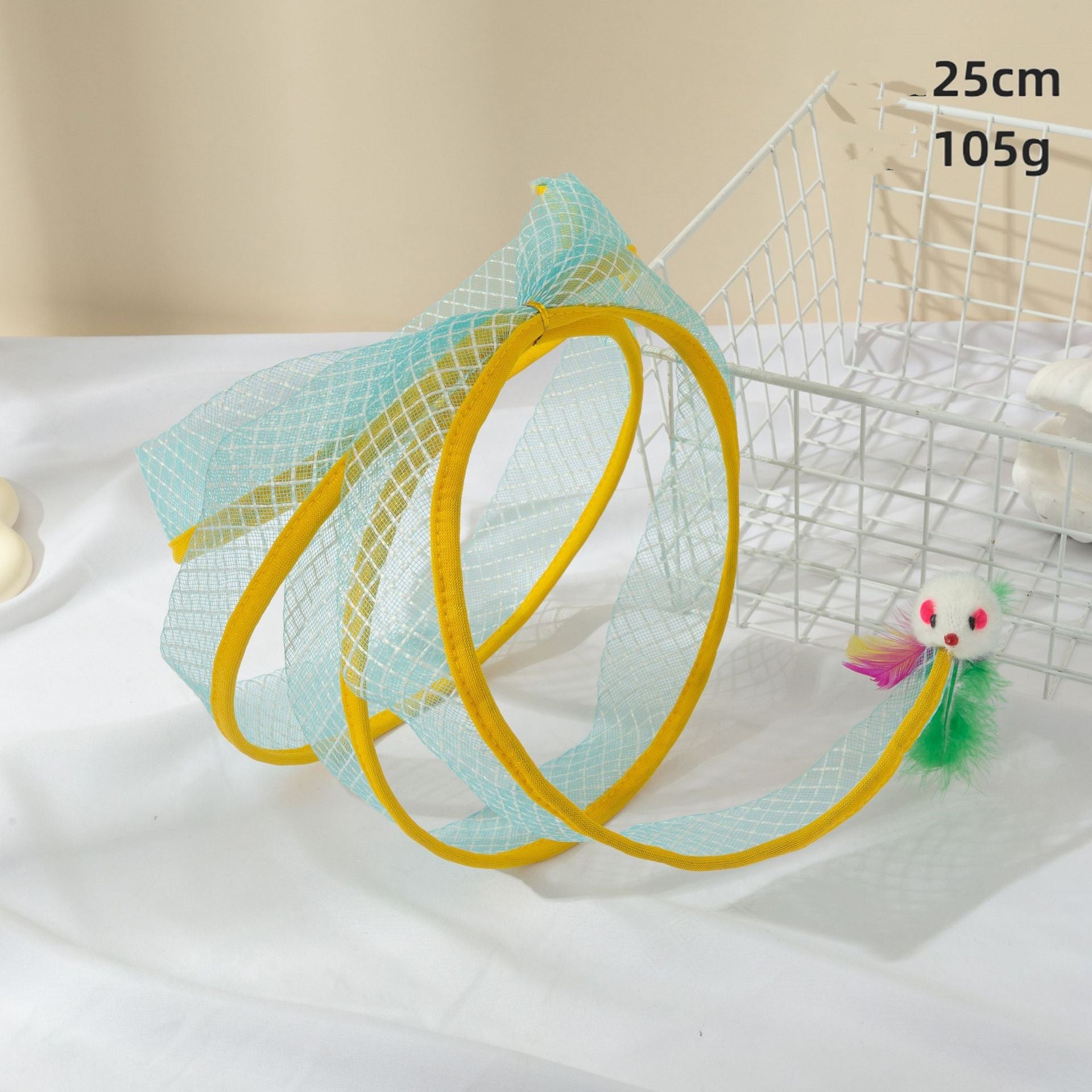 HKM-018899 Cat Tunnel with Feather Mouse - Durable, Transformable Playset for Cats - Set of 1